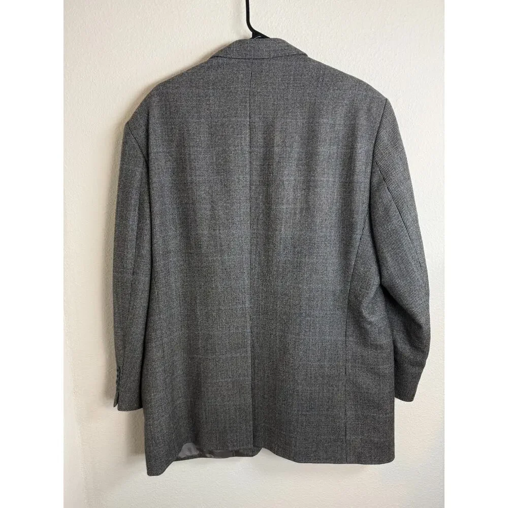 LAUREN Ralph Lauren Gray 44R Micro Houndstooth Sport Coat 100% Wool Vintage